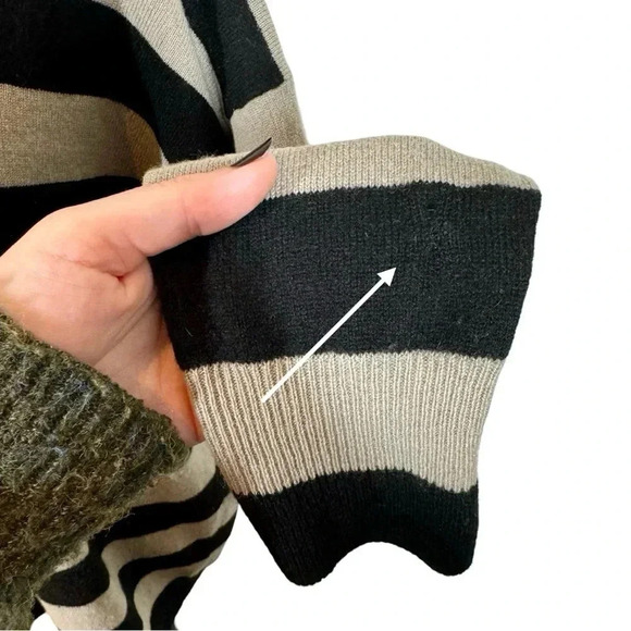 Vince Wide Stripe 100% Cashmere Drop Shoulder Oversized Pullover Sweater - Picture 8 of 11